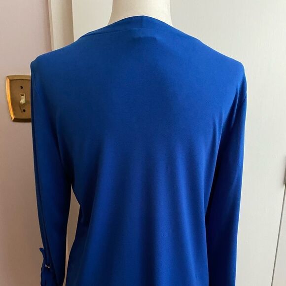 Jules & Leopold Royal Blue Chain Lace-Up Blouse | V-Neck, Roll Tab Sleeves | Siz - Picture 6 of 9